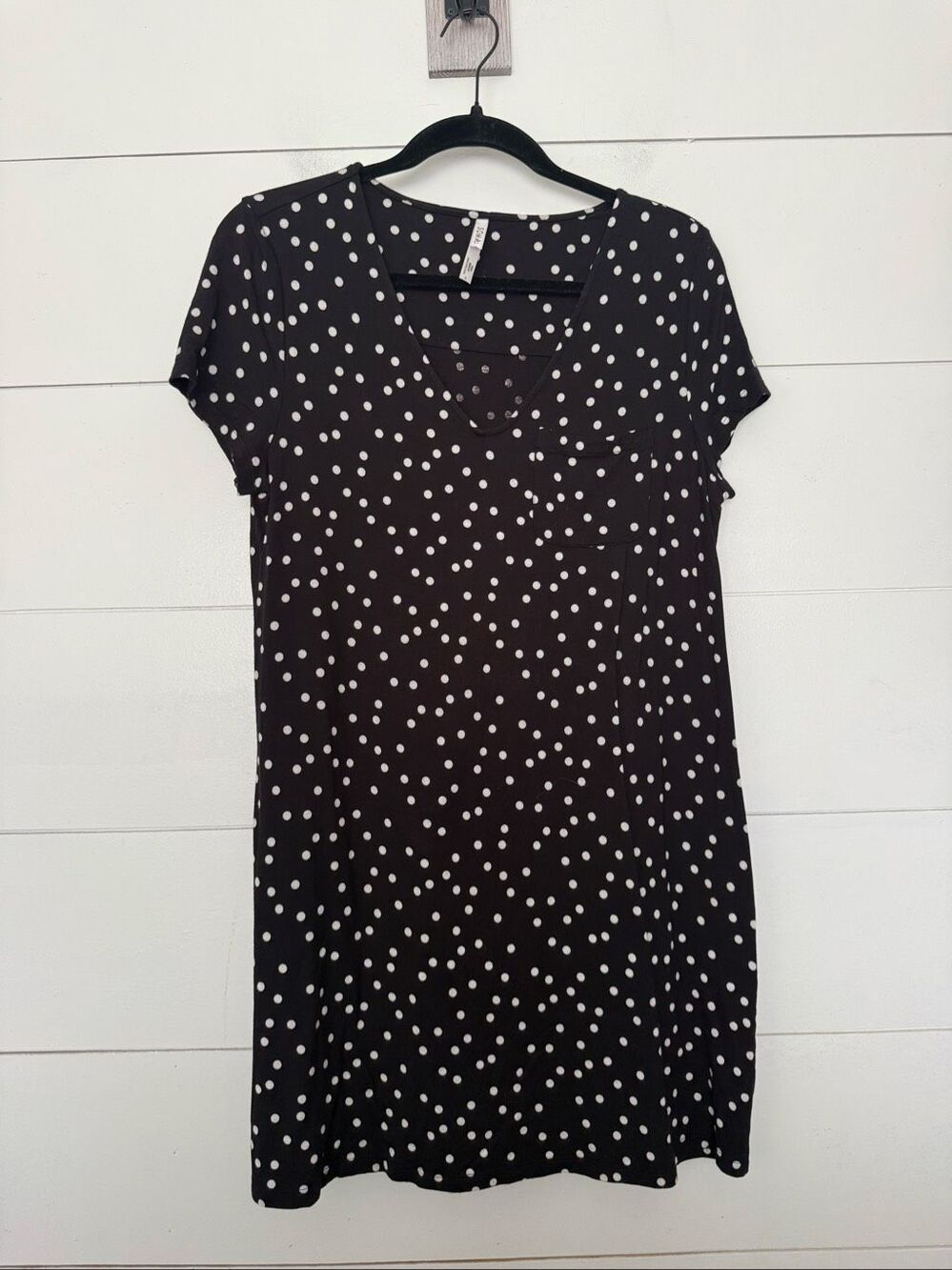 Soma Women’s Small Black White Polka Dot Short Sleeve Cool Nights Dress